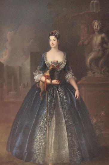 antoine pesne Portrait of Anna Orzelska with a pug